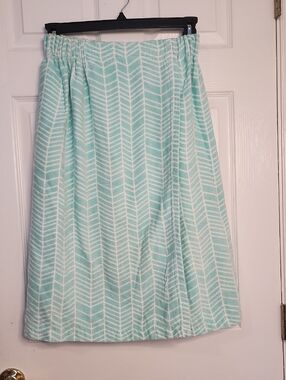 Light Aqua Chevron Swim Coverup Skirt with Elastic Waist
